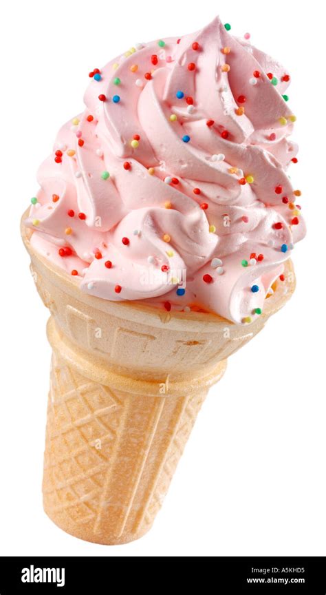 STRAWBERRY ICE CREAM CONE WITH SPRINKLES Stock Photo - Alamy