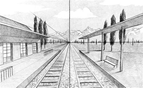 Train Perspective Drawing at PaintingValley.com | Explore collection of Train Perspective Drawing