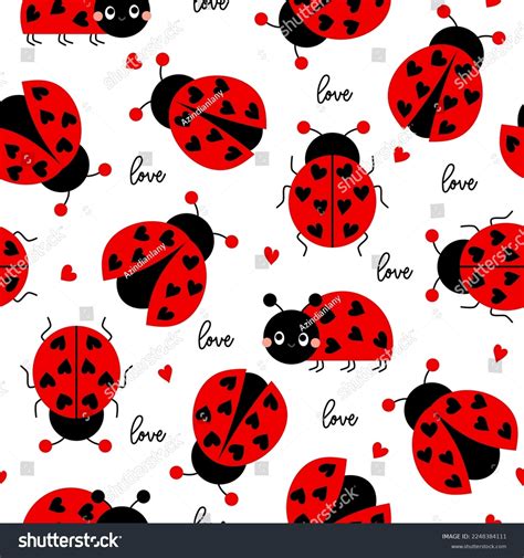 Cute Ladybug Seamless Pattern Seamless Background Stock Vector (Royalty ...