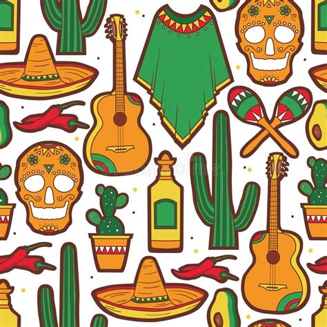 Mexican Culture Symbols Set Stock Vector - Illustration of alcohol ...