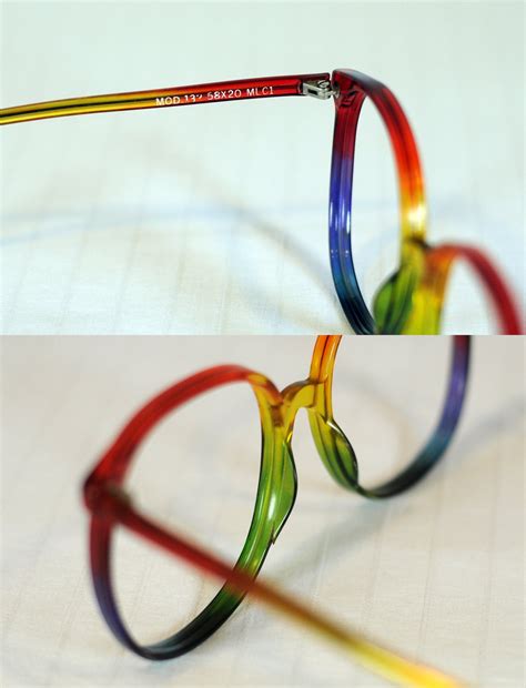 80s Oversized RAINBOW Glasses Round Plastic Eyeglasses Frames