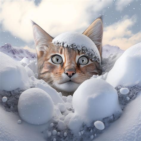 Premium AI Image | There is a cat that is hiding in the snow generative ai