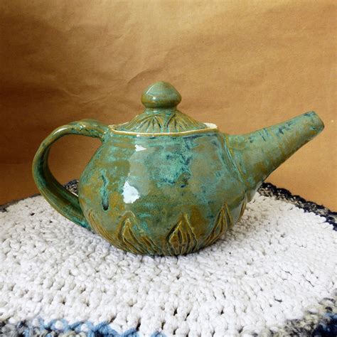 Pottery Teapots, Ceramic Teapots, Basement Studio, Green With Blue, Fire Cooking, Pottery Wheel ...