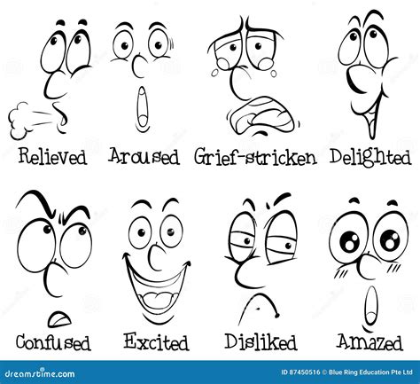 Facial Expressions With Words Vector Illustration | CartoonDealer.com ...