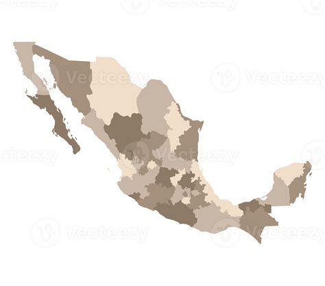 Map of Mexico with administrative regions. Mexican map regions ...