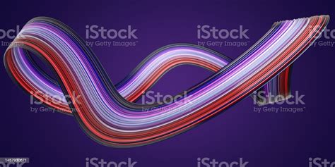 Multicolored Curved Ribbon Shape In Blue And Red Tones Blue Gradient Background Stock Photo ...