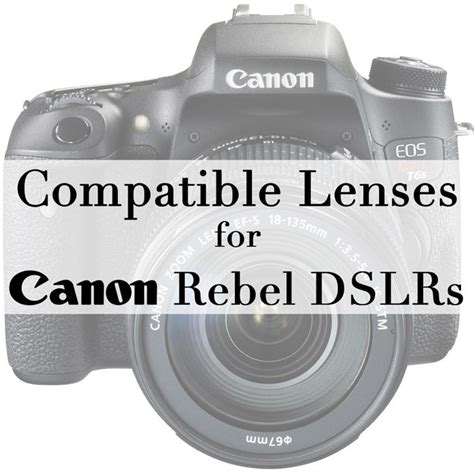 Compatible Lenses for Canon Rebel T3i, T4i, T5i, T6i, T6s & More