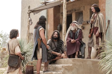 Nephi and his brothers talking with Ishmael