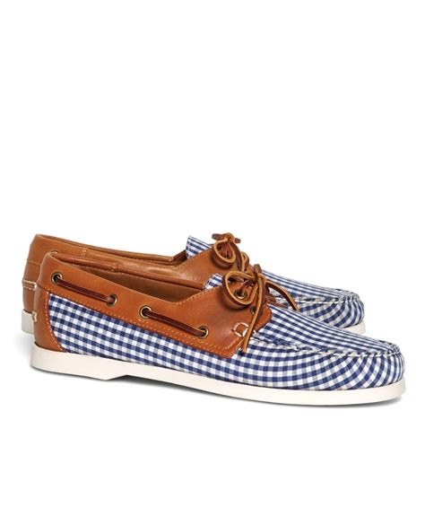 Brooks Brothers Gingham Boat Shoes in Blue for Men (Navy) | Lyst