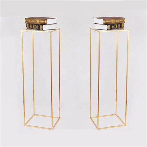 Gold Metal Flower Stand Pedestal Centrepiece Wedding Rectangle shape - HOMEDELIGHT1234