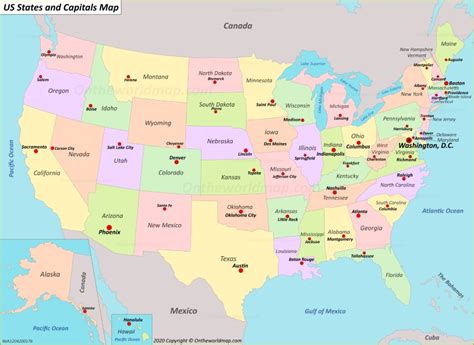 Printable Map Of United States With Capitals