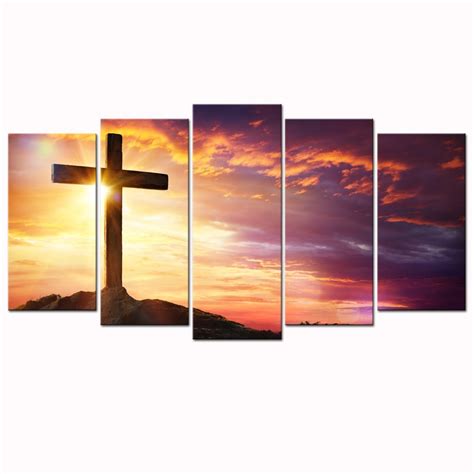 Crosses at Sunset Wall Printed Oil Painting Wall decor Dropshipping