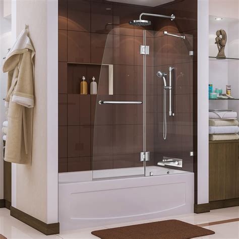 DreamLine Aqua Lux 48 in. x 58 in. Frameless Pivot Tub/Shower Door in ...