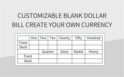 Customizable Blank Dollar Bill Create Your Own Currency Excel Template ...