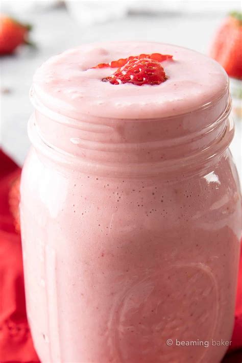 Strawberry Vegan Protein Shake Recipe - Beaming Baker