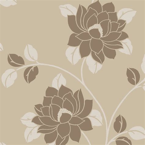 Statement Paste The Wall Lola Flock Beige & Brown Wallpaper | Departments | DIY at B&Q | Flower ...