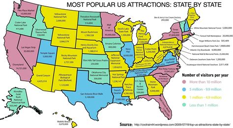 This map shows the most popular attractions in every state | Road trip usa, Usa travel ...