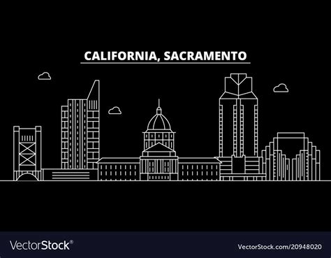 Sacramento silhouette skyline usa - sacramento Vector Image