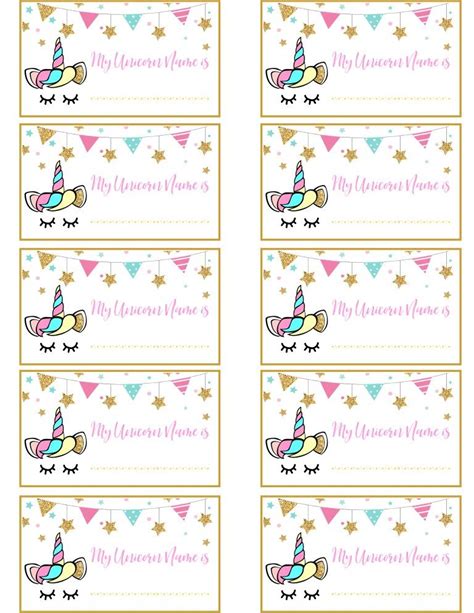 Unicorn Nametag Diy Unicorn Birthday Party, Rainbow Unicorn Birthday, Unicorn Birthday ...