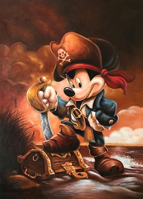 Pirate Mickey cartoon Painting in Oil for Sale