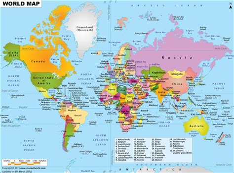 World Map With Only Country Names - United States Map