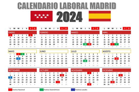 Calendario Laboral 2024 Madrid - Descarga en Excel y PDF