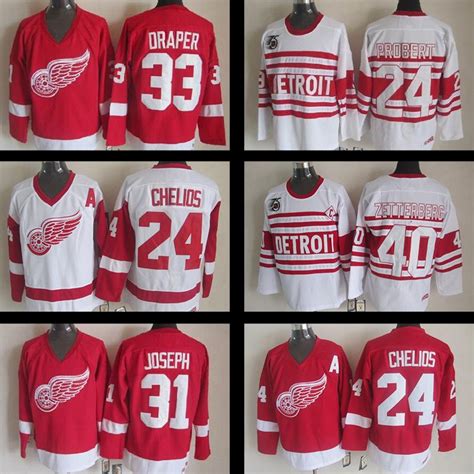 Mens Detroit Red Wings Jerseys #24 Bob Probert #24 Chris Chelios 31 ...