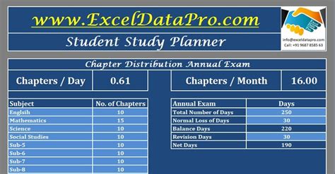 Download Student Study Planner Excel Template - ExcelDataPro