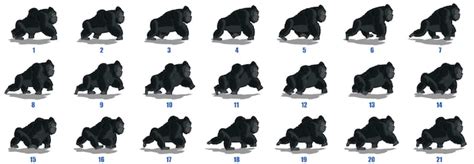 Premium Vector | Gorilla walk cycle animation sequence vector