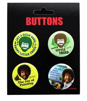 Bob Ross Carded Button 4-Pack - Various Quotes | Free Shipping