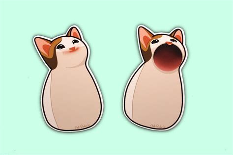 Pop Cat Matte Stickers weatherproof funny popcat internet | Etsy