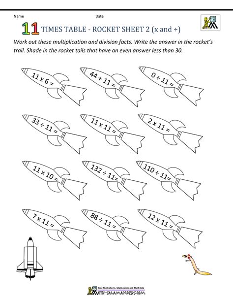 11 Times Tables Worksheets