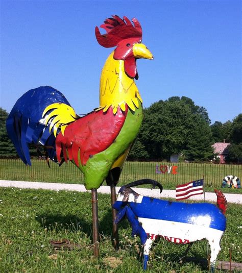 96" Very Large Metal Rooster Yard Art Sculpture