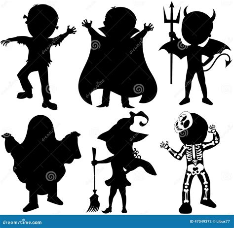 Silhouette Kids Halloween Costume Isolated Stock Vector - Illustration ...