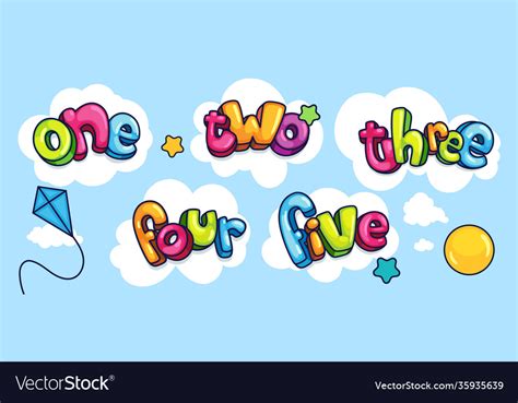 Kids inscription one two three four five Vector Image