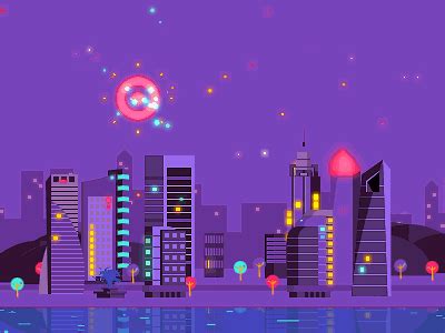 City Night | Scene design, Night illustration, Isometric world