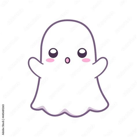 Kawaii ghost clipart doodle. Scary cute Halloween ghost cartoon vector illustration. Halloween ...