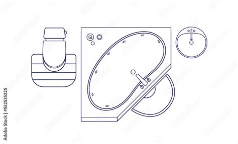 Bathroom interior, top view. Contoured bath room layout, overhead ...