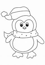 Christmas Penguin  Coloring Page sketch template