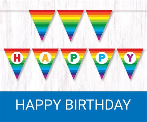 Rainbow Happy Birthday Banner. Printable Rainbow Bunting. | Etsy