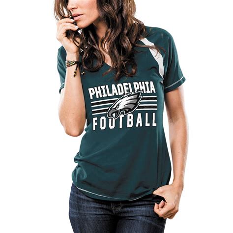 Women's Philadelphia Eagles Majestic Midnight Green Game Day V-Neck T-Shirt