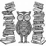 Funky Owl Librarian Coloring Page · Creative Fabrica sketch template