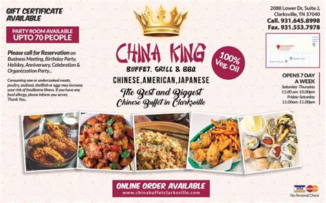 Menu – China King Buffet