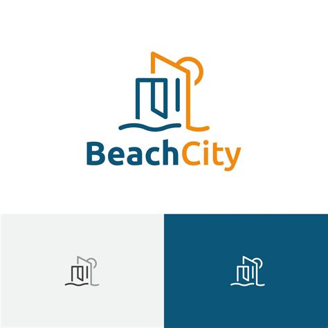 Beach Bay City Building Coast Sea Monoline Style Logo 7954057 Vector ...