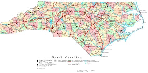 North Carolina Printable Map | North carolina map, Nc map, North ...