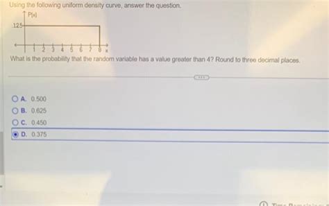 Solved Using the following uniform density curve, answer the | Chegg.com