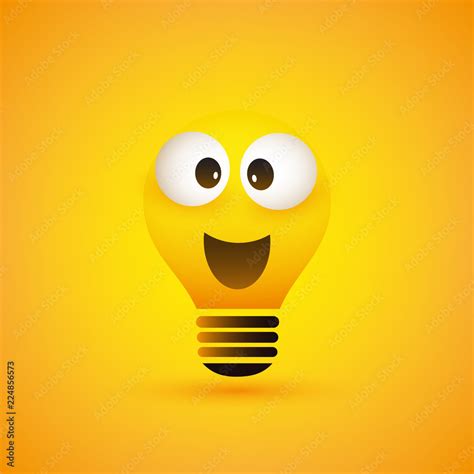 Smiling Light Bulb Emoji with Pop Out Eyes - Simple Shiny Happy ...