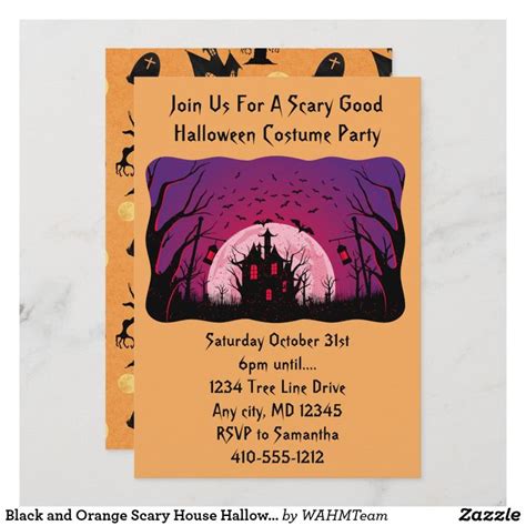 Black and Orange Scary House Halloween Party Invitation | Zazzle ...