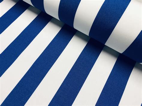 Royal Blue & White Striped DRALON Outdoor Fabric Acrylic Teflon ...