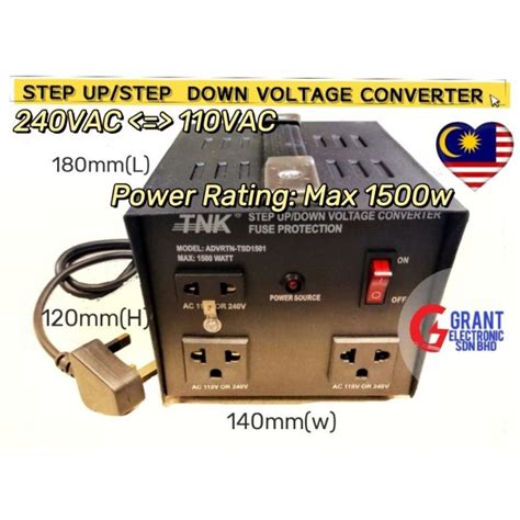 TNK Step Up/ Step Down Transformer Voltage converter 1500W, 240VAC to Japan, Taiwan, US voltage ...